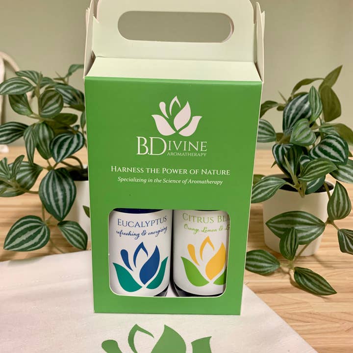 Room Spray Duo Gift Box Set | Pillow + Shower Mist for wholesale by B. Divine Aromatherapy