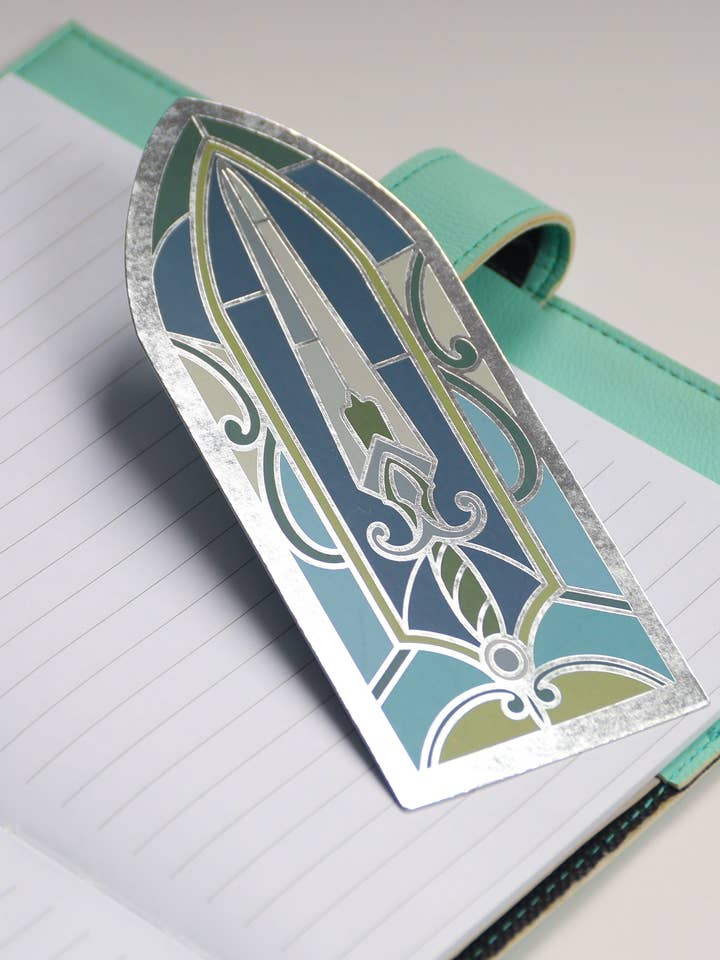 Silver Foil Stained Glass Sword Bookmark Bookish Romantasy for wholesale by The Bookish Atelier