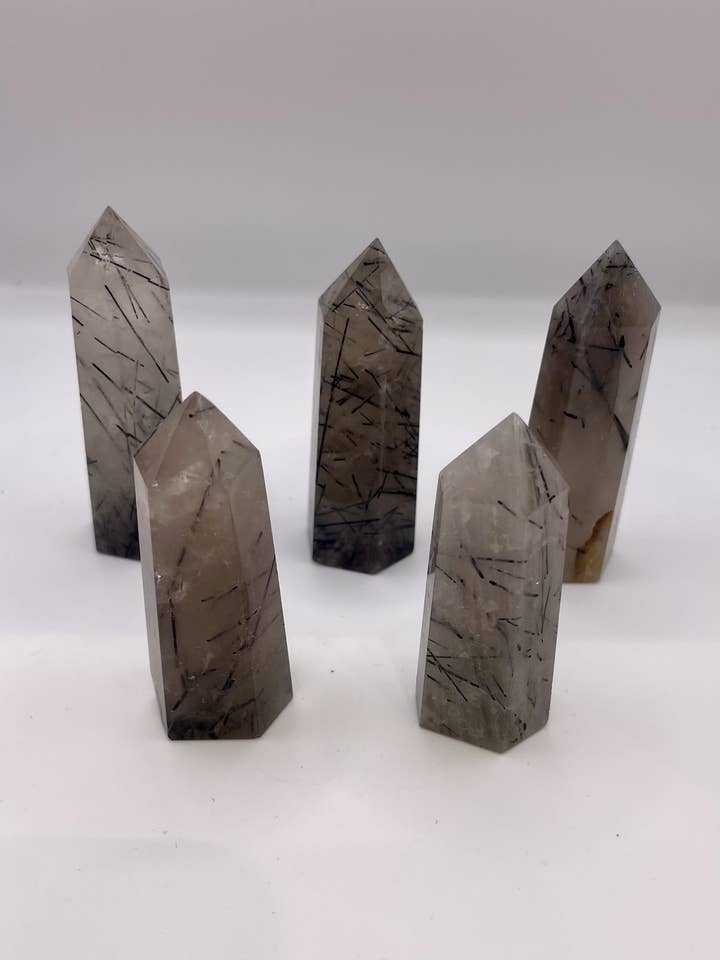 Black Tourmalinated Quartz Tower for wholesale by Oils and Auras