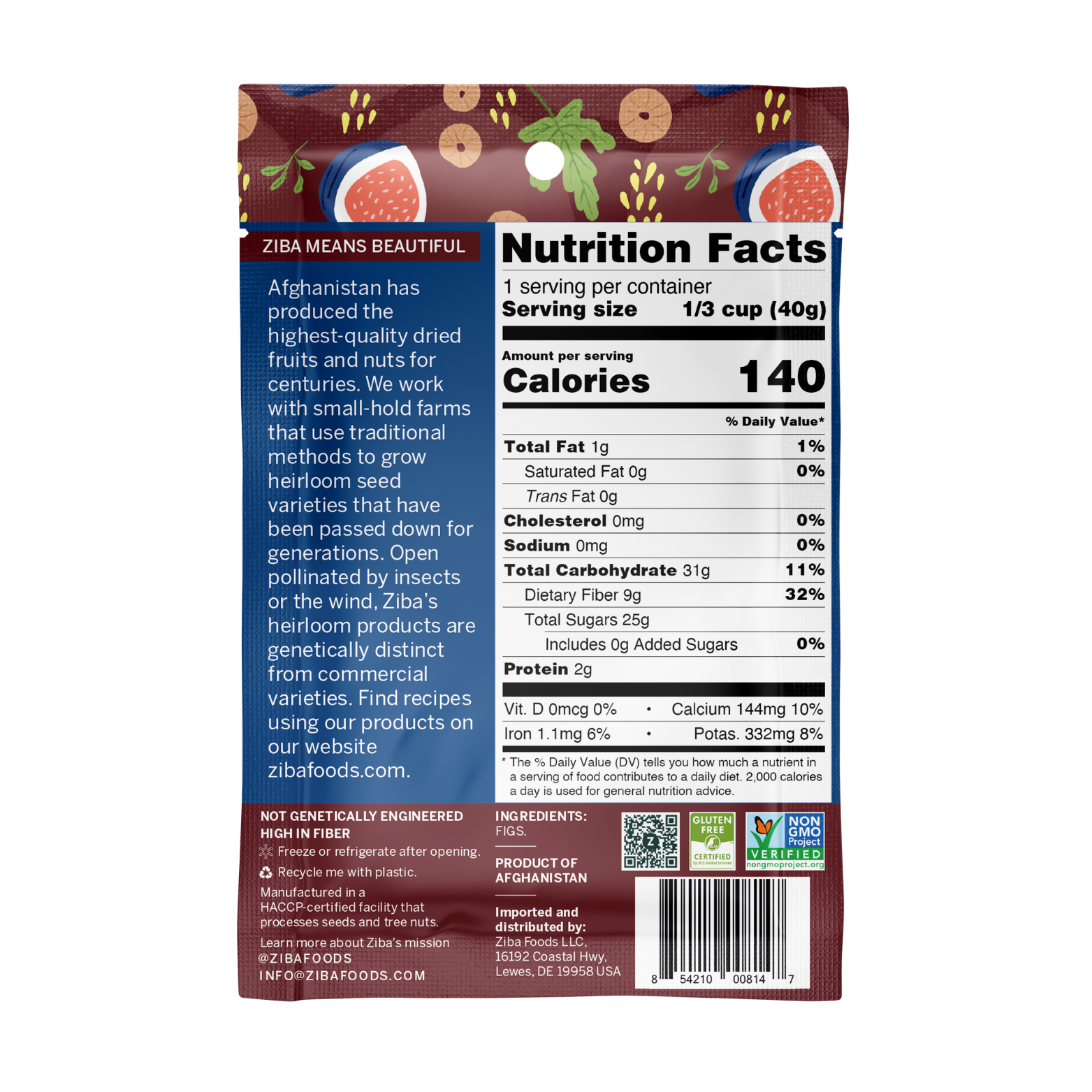 Ziba Foods - Wholesale Dried/Dehydrated Fruit - Ziba Sun-Dried Figs, 40g2