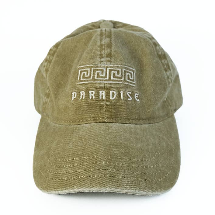 Casquette Vert Clair Lavé | Paradis Brodé pour la vente par Palms and Tigers