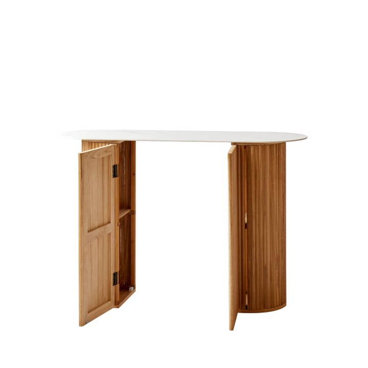 Nordlys - Wholesale Console Table - PIREUS Natural Wood and Marble Top Console9