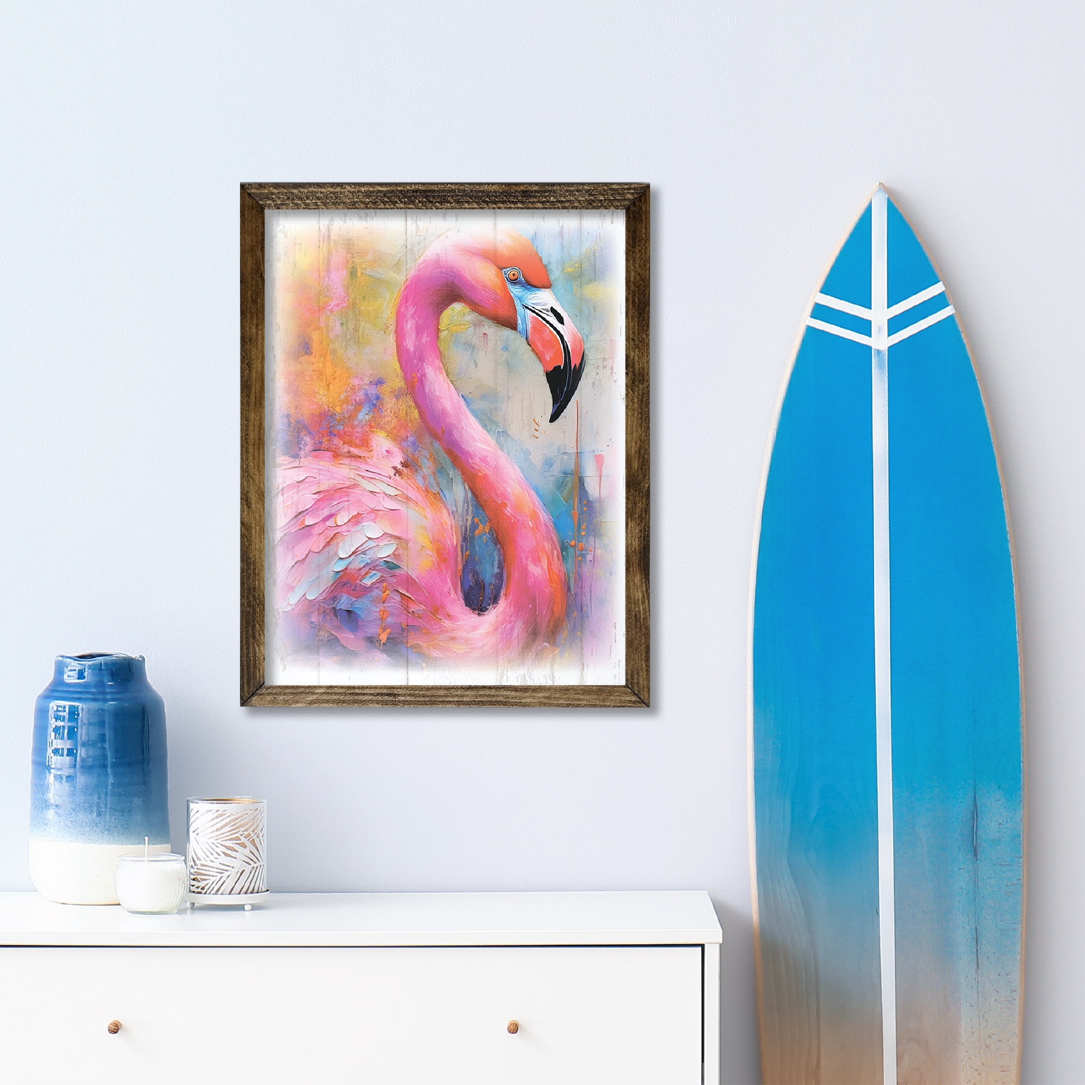 Jarmz Designs - Wholesale Art Print - TIMBERLAND FRAME WATERCOLOR FLAMINGO1