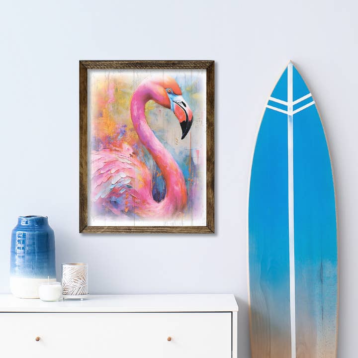 Jarmz Designs – wholesale Art print – TIMBERLAND FRAME WATERCOLOR FLAMINGO1