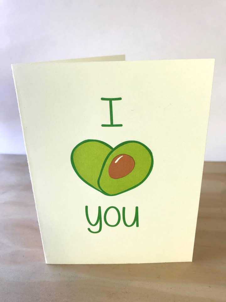Avocado I Love You Carte Letterpress pour la vente par Coffee n Cream Press