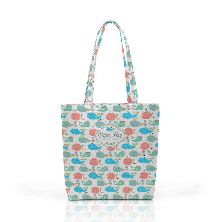 Customizable Vegan Leather Daily Tote: Fish And Whale Patte for wholesale by Matrix