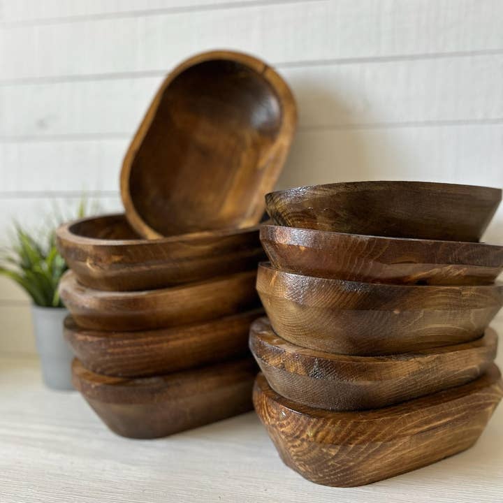 Wood Bowl Candle Supply - Wholesale Candle Holder - 120 Farmhouse 3Wick Safe Candle Ready Reusable Dough Bowl1