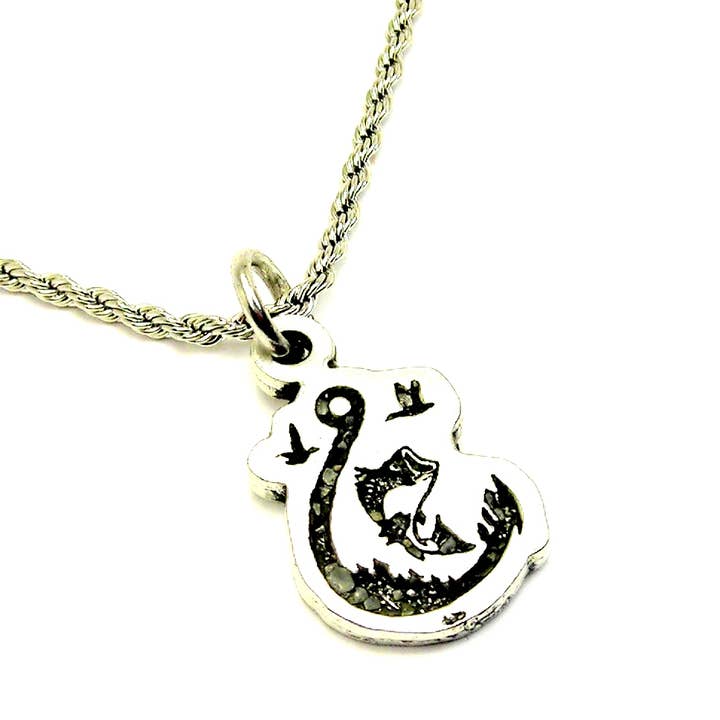 Fish are biting I Love Camping Single Charm Necklace fishing for wholesale by Chubby Chico Charms
