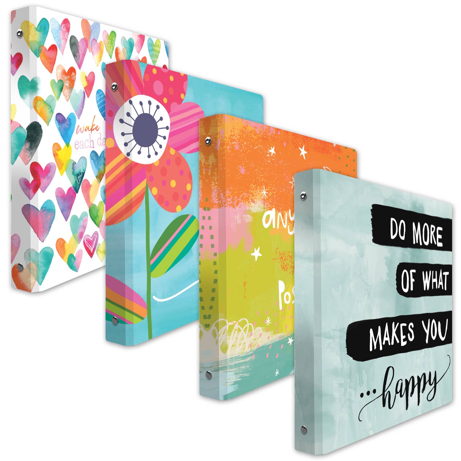 Conimar Promotions - Wholesale Binder - "Inspirational" 4pk Asst. Deco-Soft 3-Ring 1'" Binders0