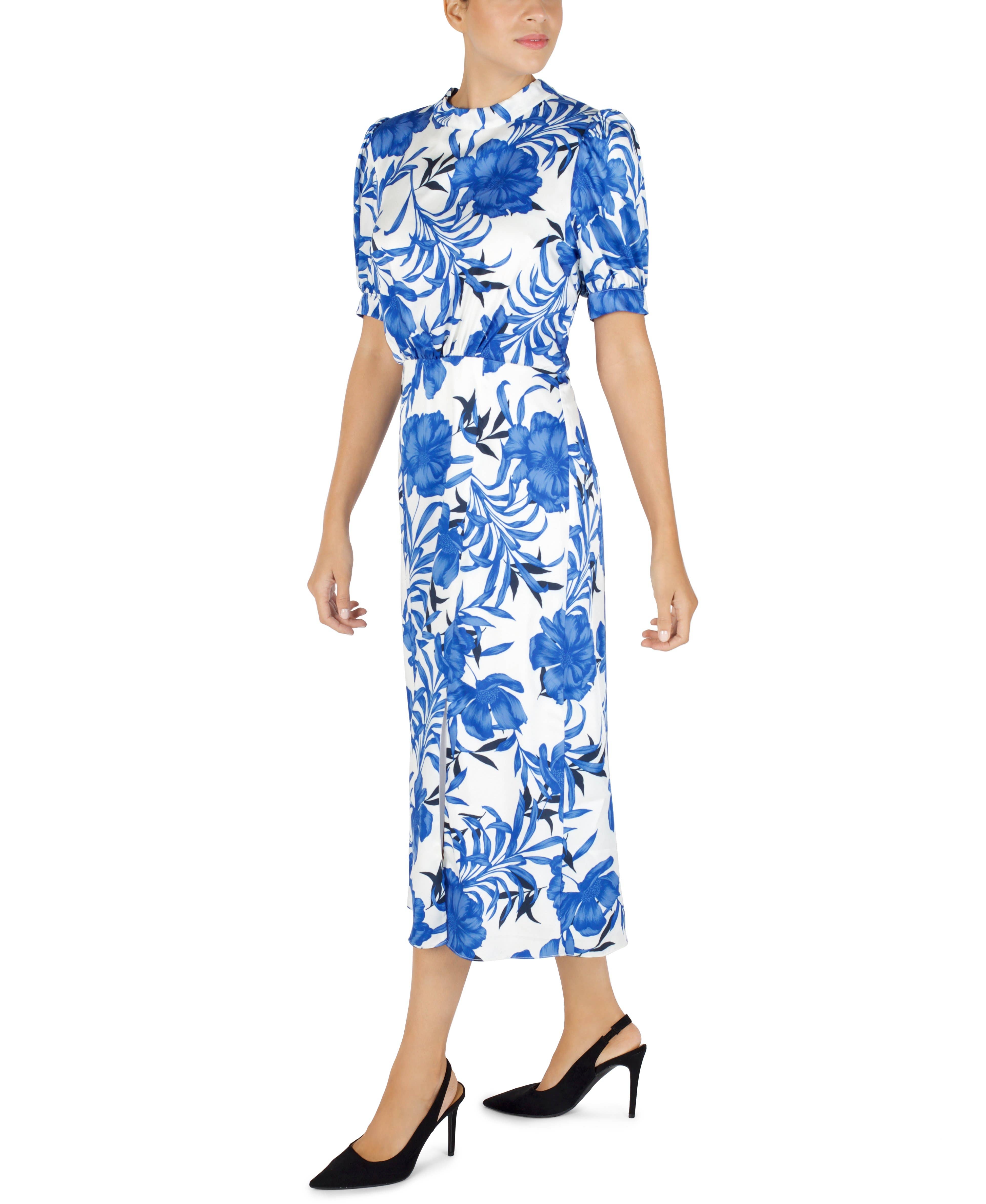 Ivory Multi Mock Neck Midi Dress for wholesale on Faire2