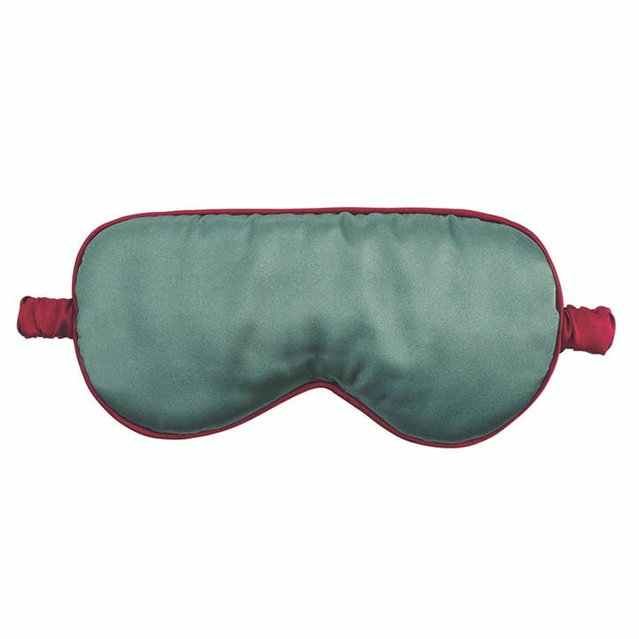 Bella Sleep + Spa - Wholesale Sleep/Eye Mask - Sleep Mask in Ornament - Forest Green + Burgundy Trim