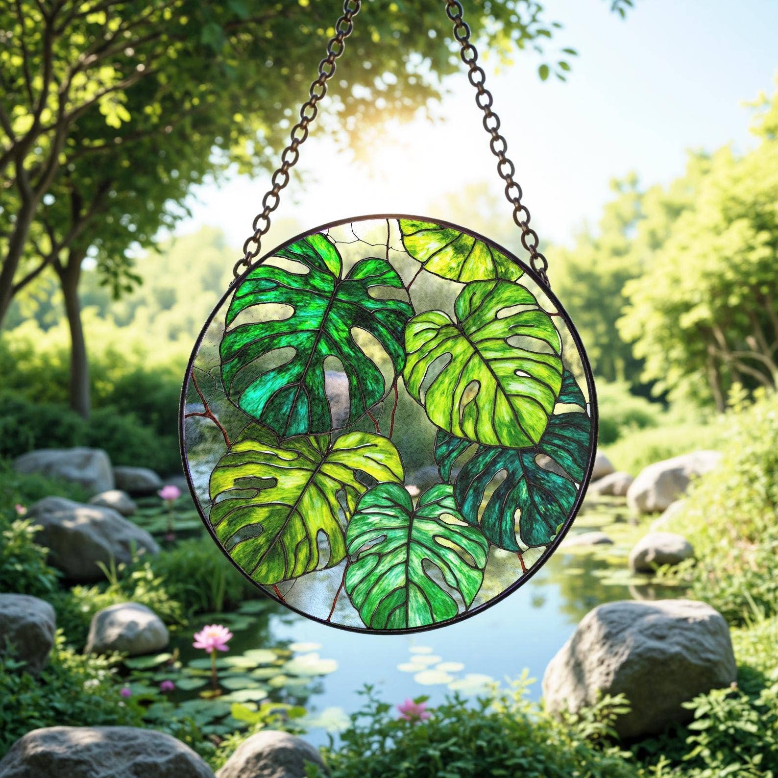 NVC Ecommerce LLC - Vente Attrape-soleil - Attrape-soleil en vitrail Monstera, cadeau pour amateur de plantes Monstera4