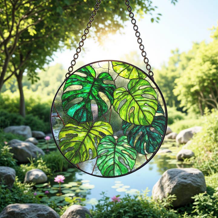 NVC Ecommerce LLC - Wholesale Suncatcher - Monstera Stained Glass Suncatcher, Monstera Plant Lover Gift4
