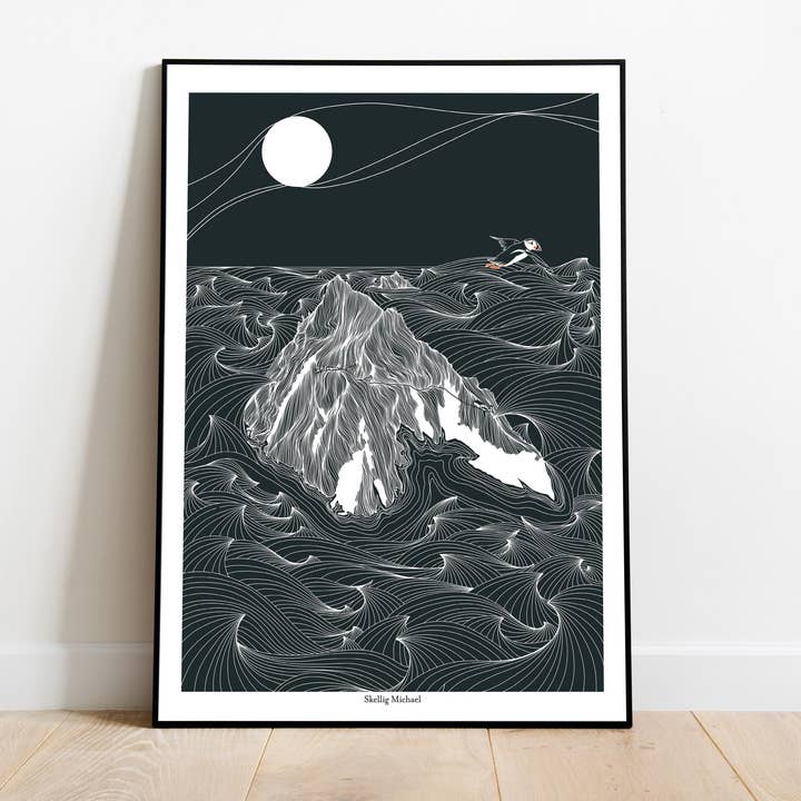 Skellig Michael, Wild Atlantic Way, Stampa Giclée per la vendita all'ingrosso da parte di Emily Mckeagney Design
