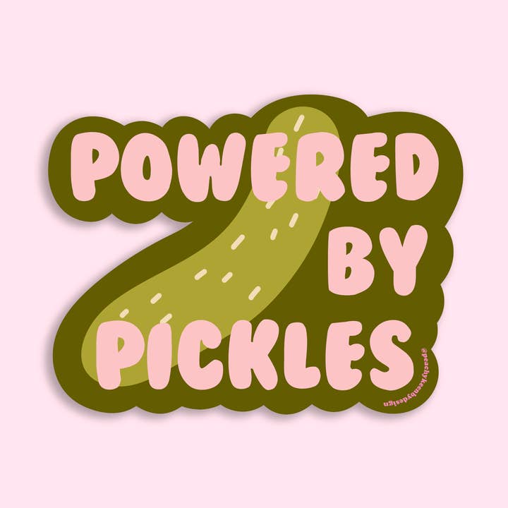 AUTOCOLLANT Propulsé par Pickles 3" pour la vente par Peachy Keen by Design Co