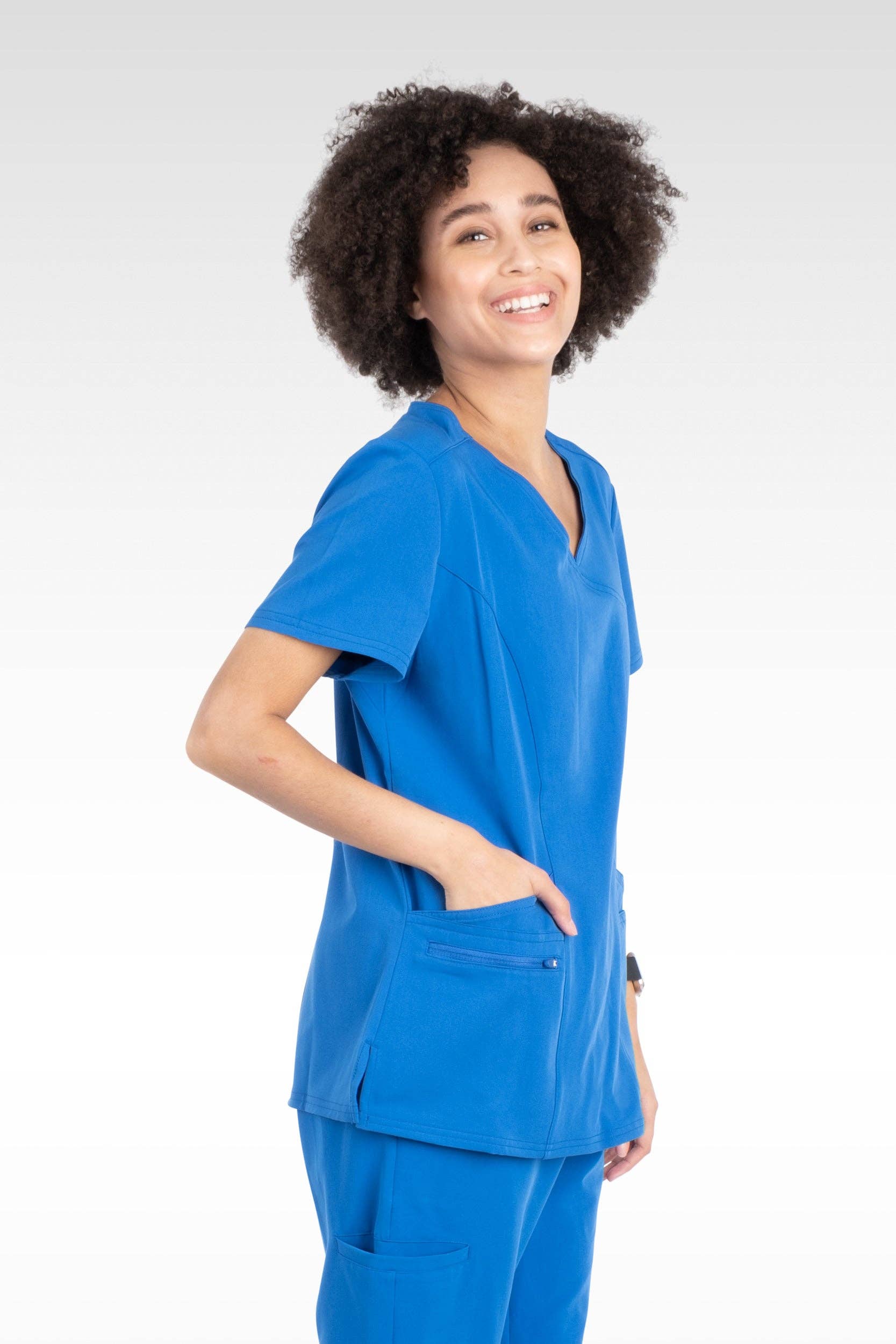 Aura Naturale – wholesale Healthcare uniform – Women's – Coral Women Mock Wrap with 6 Pockets Scrubs Top (94003)27
