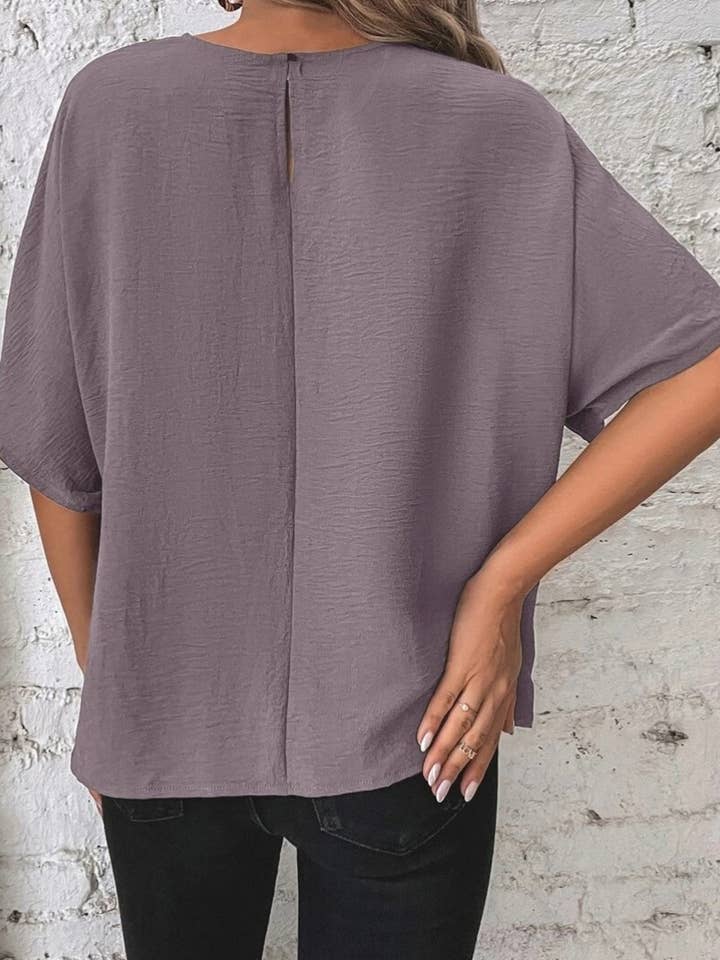 NINEXIS - Wholesale Knit Top - Women's - CWTBLS1135_SOLID SUMMER KNOTTED BAT SLEEVE TOP