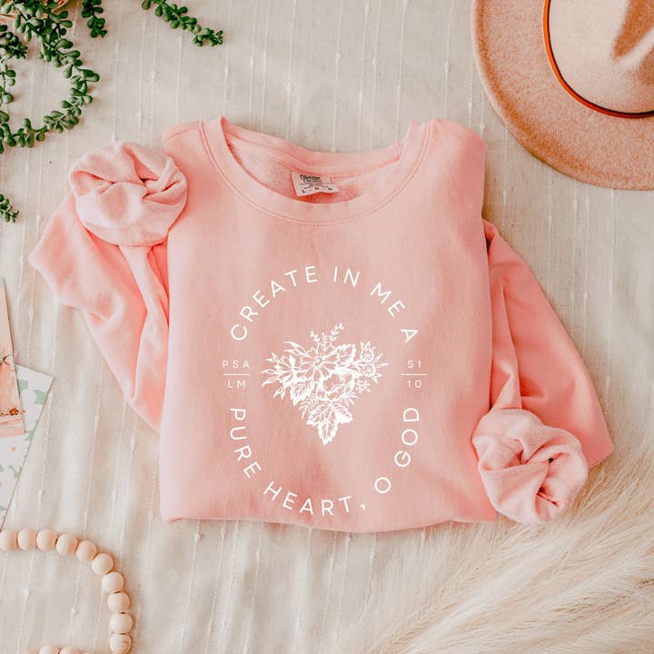 Verita Culture - Wholesale Graphic Sweatshirt - Women's - Create In Me A Pure Heart Inspirational Christian Sweatshirt9