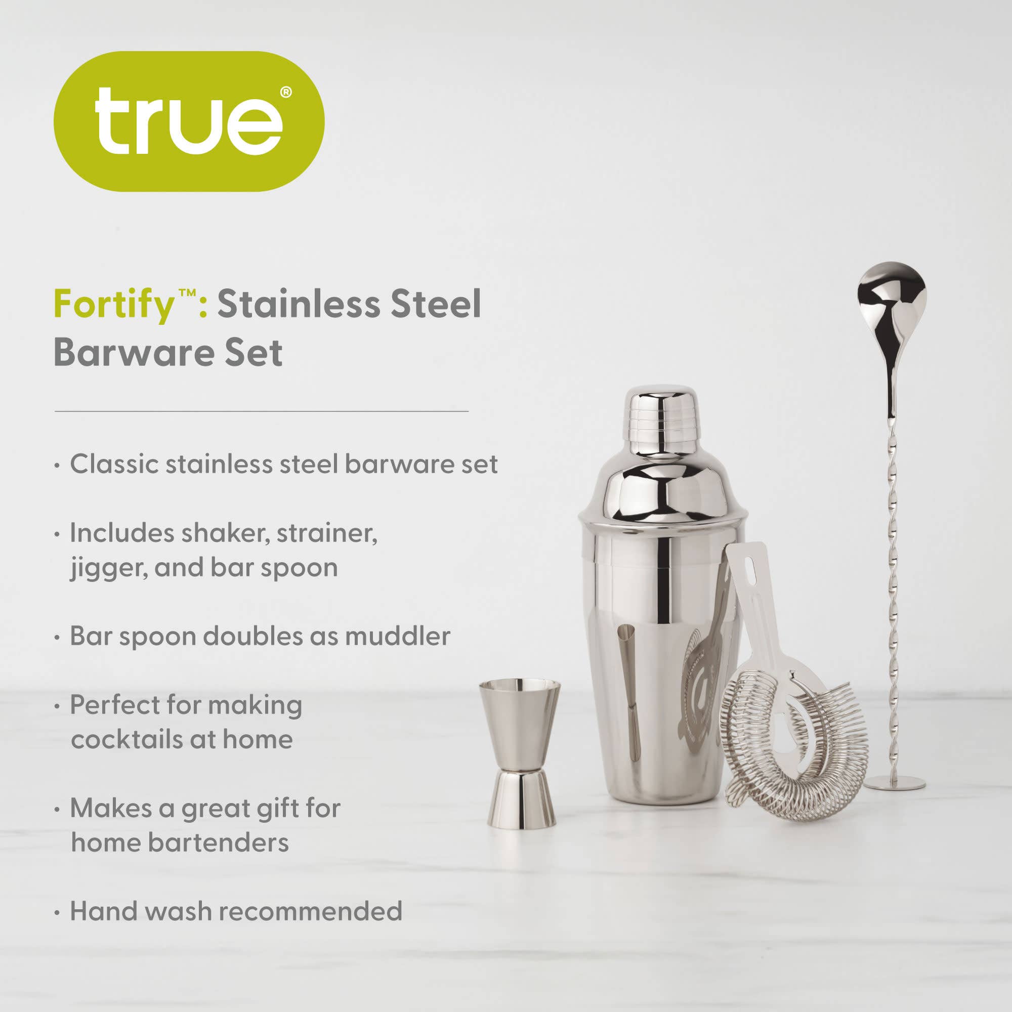 TRUE - Wholesale Bar Tool - Stainless Steel Barware Set of 4 ASSORTED COLORS5