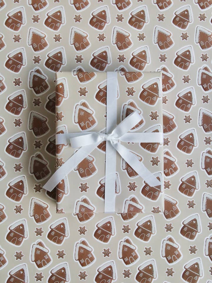 Gingerbread House Wrapping Paper for wholesale by Afternoon Crumbs