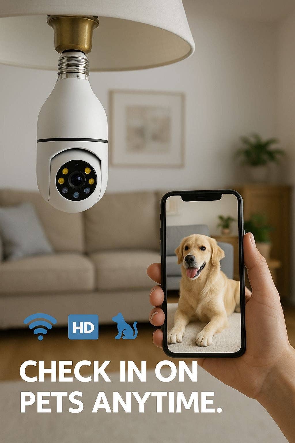 Krediz - Wholesale Small/Handheld Appliance - 5G WiFi Bulb E27 Security Camera – 1080P HD, Full-Color Night Vision, Motion Detection, Auto Tracking, Two-Way Audio, Indoor Smart Surveillance with 16GB/32GB/64GB Storage9