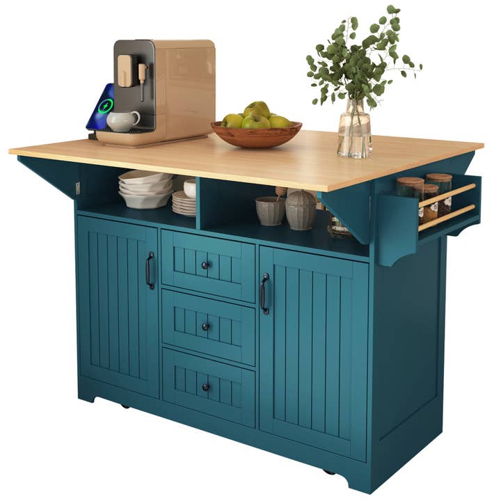 HOMYCASA DESIGN INC - Wholesale Kitchen Storage/Organizer - Large Kitchen Island Rolling Cart with Drop Leaf Storage12