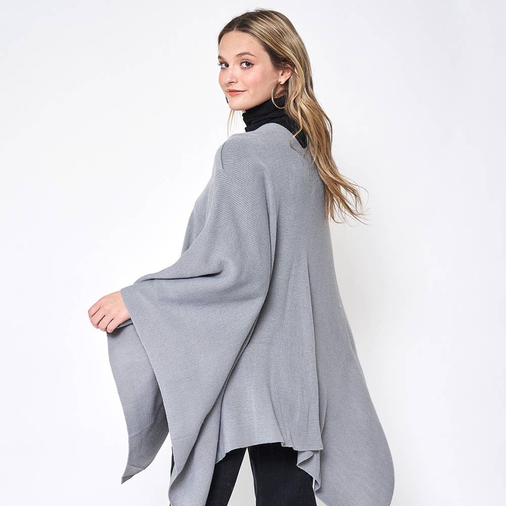 Sensibling Corp. – wholesale Poncho – Women's – Shoulder Strap Solid Ruana Poncho2