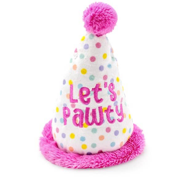 Pet Palette Distribution - Wholesale Pet Plush Toy - Dog - ThoozyPet Birthday Hat Pink Plush Dog Toy 7"
