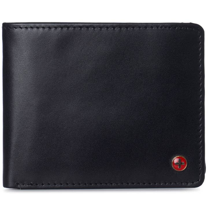 Alpine Swiss - Wholesale Wallet - Men's - Mens Genuine Leather Wallet Passcase Bifold RFID Safe 2 ID