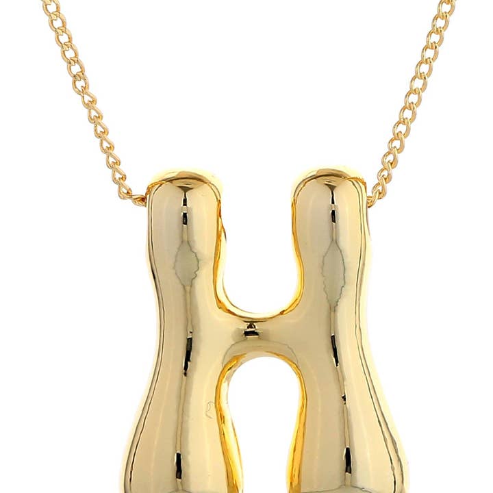 MiMi Wholesale - Wholesale Pendant/Charm Necklace - DJN330009 14K Dipped Big Bubble Letter Initial Necklace11