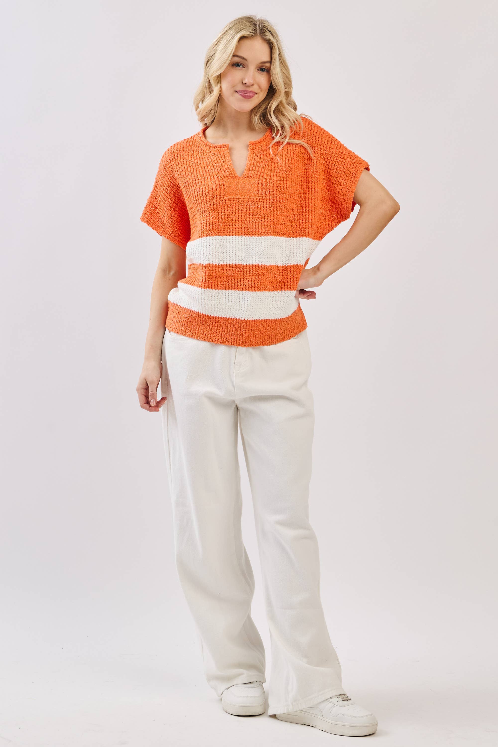 Sewn and Seen - Wholesale Knit Sweater - Women's - Stripe Knit Sleeveless Sweater26