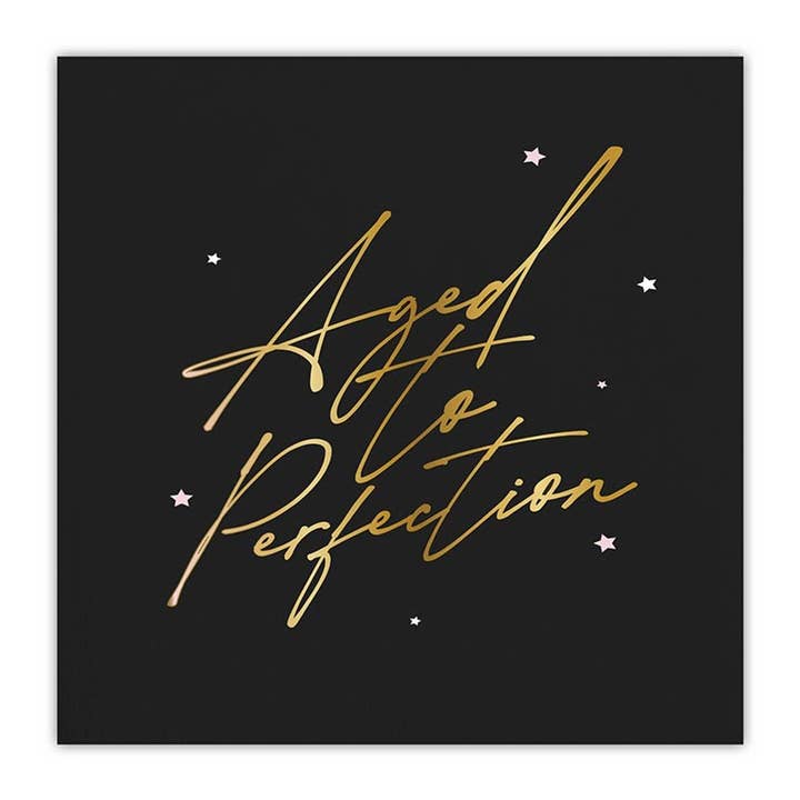 Angle - Wholesale Disposable Napkin - Foil Beverage Napkins - Aged to Perfection0