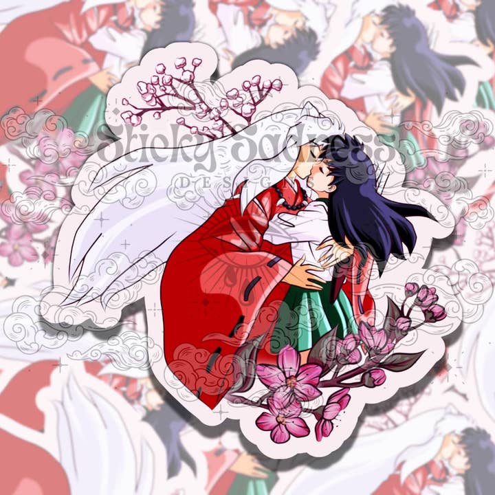 InuKag Liefde Anime Kleurrijke Vinyl Sticker, Fantasy Kunst voor wholesale door Sticky Sadness Designs