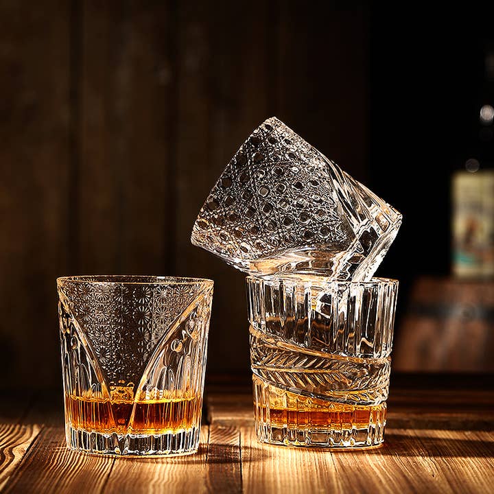 Our Dining Table - Wholesale Cocktail/Liquor Glass - Old Fashion Style Heavy Whisky Glasses With Classy Print2