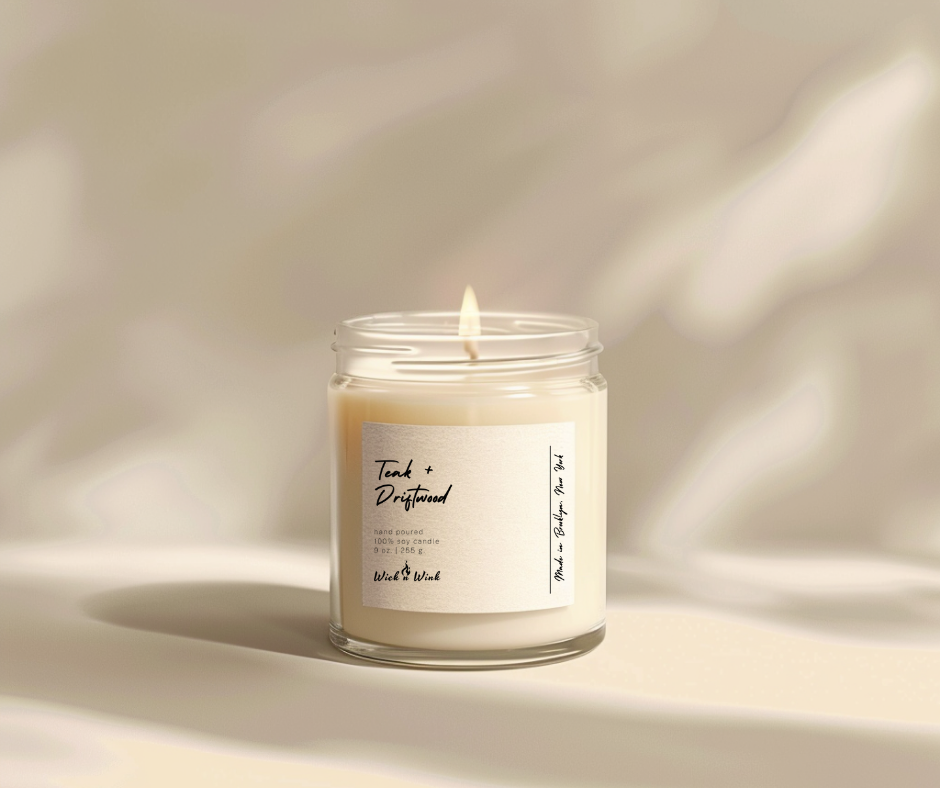 WickNWink - Wholesale Jar/Filled Candle - Teak & Driftwood1