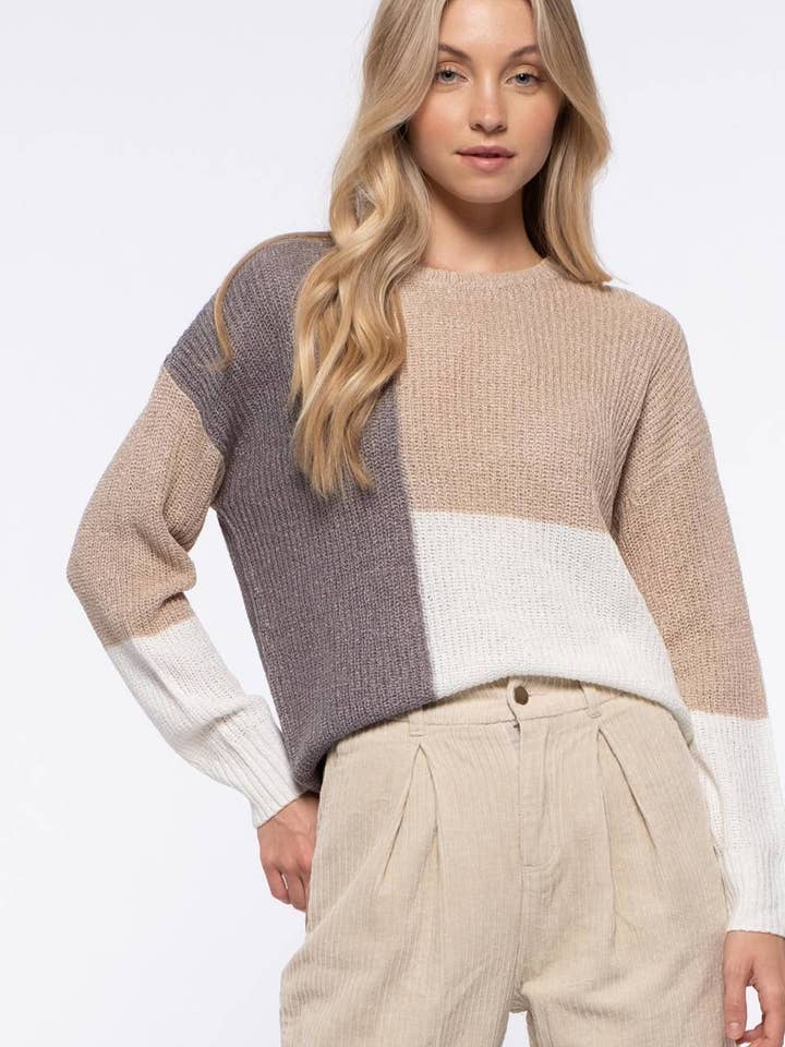 Blu Pepper - Wholesale Knit Sweater - Women's - COLORBLOCK KNIT PULLOVER SWEATER10