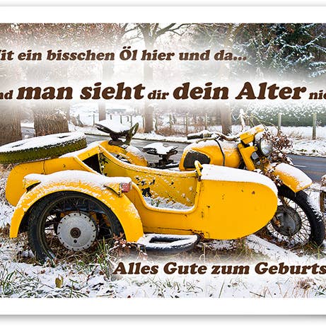 Tarjeta de cumpleaños/cariño/humor/invierno/moto/hombres/519168 para venta al por mayor de Yabué