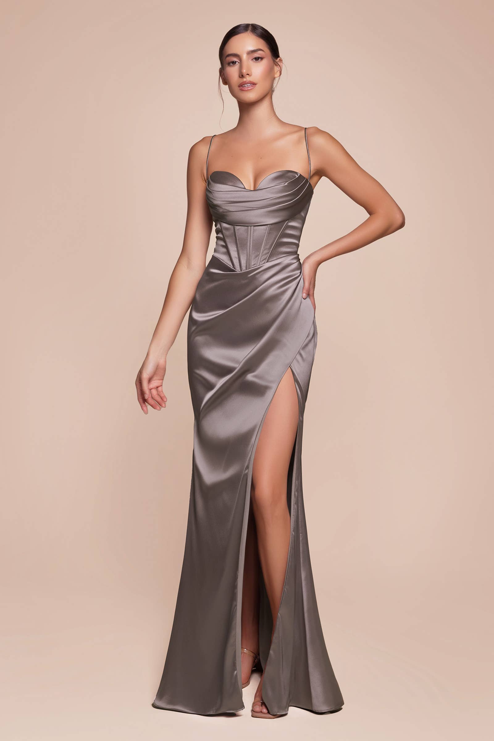 Ladivine by Cinderella Divine - Wholesale Gown - Women's - CORSET COWL SATIN GOWN9