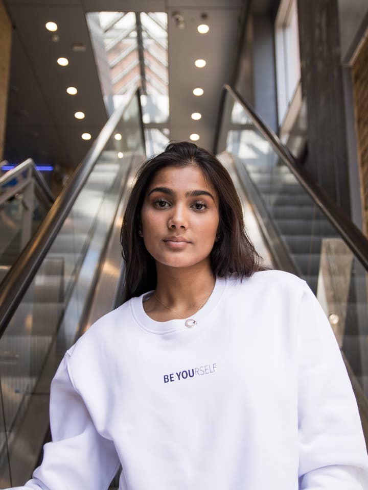 Organic Cotton Sweatshirt - White - Be You Essential for wholesale by Dastaar Clothing Limited