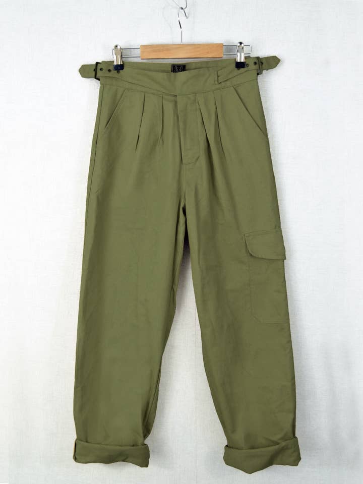 High Waisted Gurkha Pants Army Green for wholesale by Wolf Clothing Collective Ltd