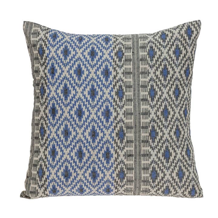 Gray And Blue Aztec Diamond Throw Pillow Gray And Blue Aztec Diamond Throw Pillow
