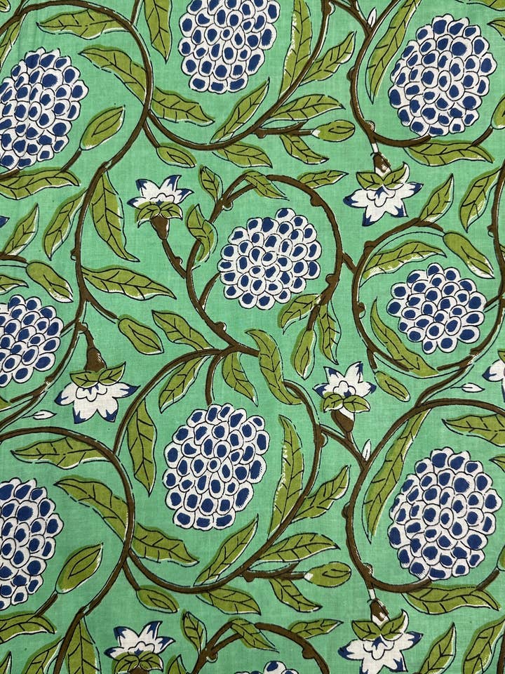 Cotton Hand Block Printed Fabric Natural Dyes - Grapes Print for wholesale by The Eastern Loom