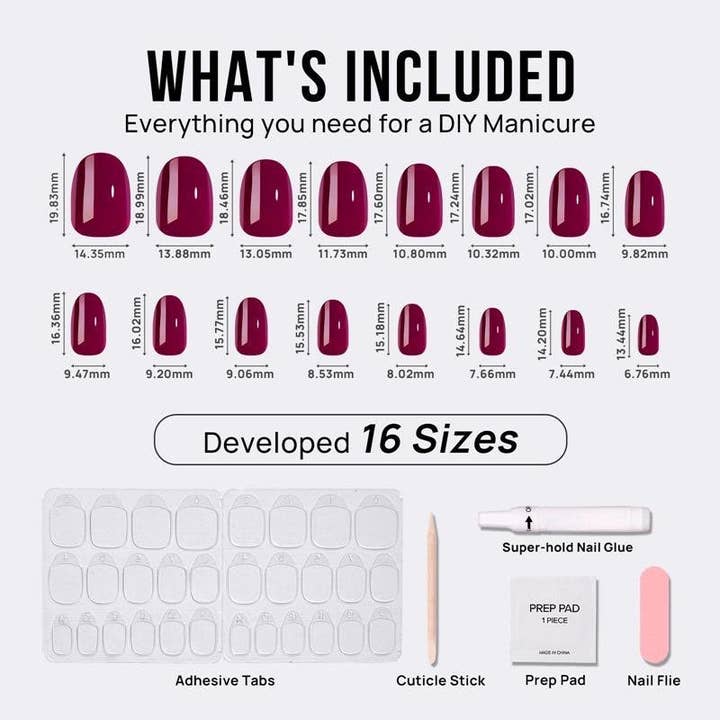 VIAI Beauty - Wholesale Press-on/fake nails - Grape Red Oval Nails - Press On Nails | Long Lasting & Reusable2