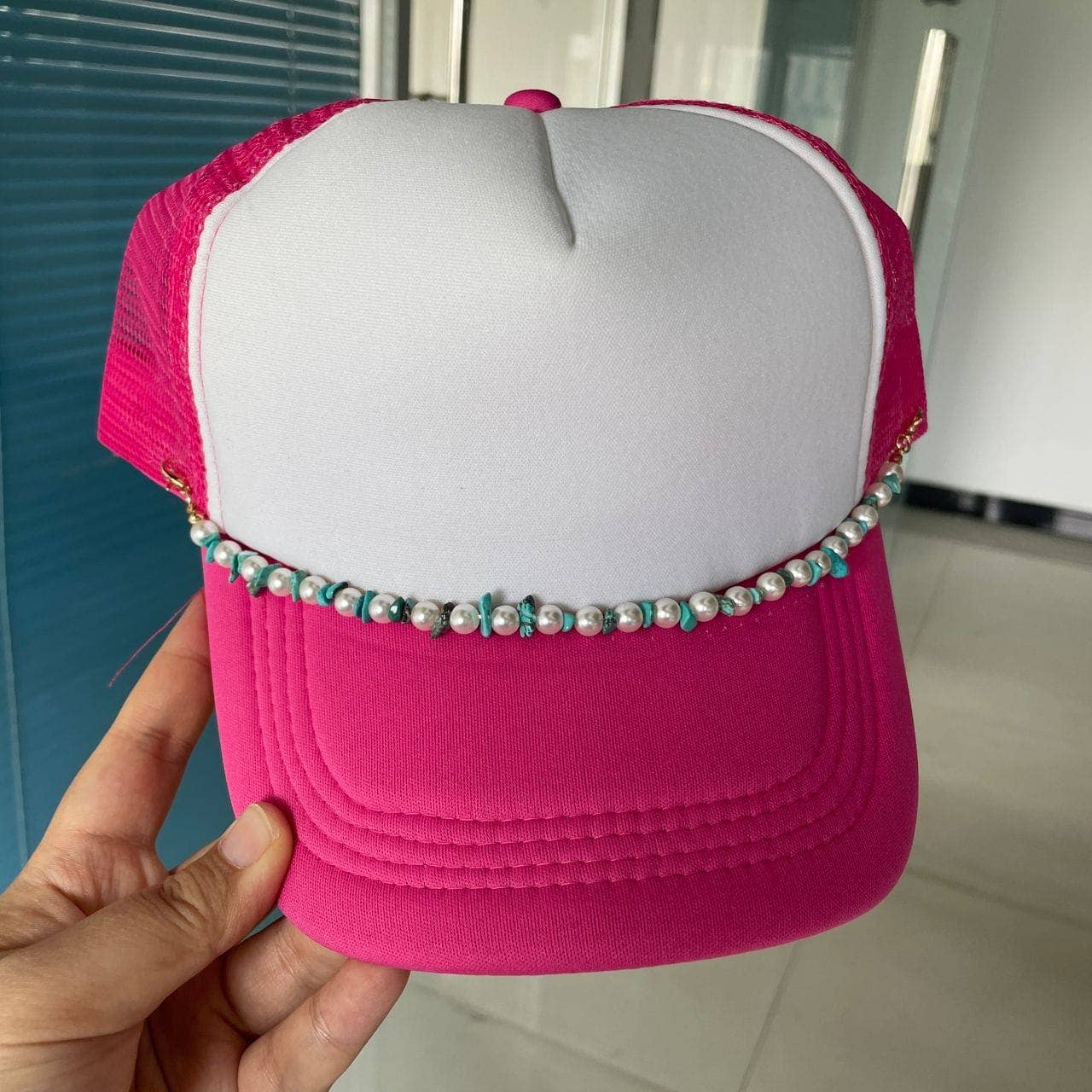 Texas Transfers - Wholesale Trucker Hat - Women's - Turquoise/Country Hat Chains (Multiple Options)1