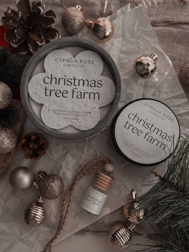 Christmas Tree Farm - 10oz Concrete Candle for wholesale by Cyprus Rose Candle Co.