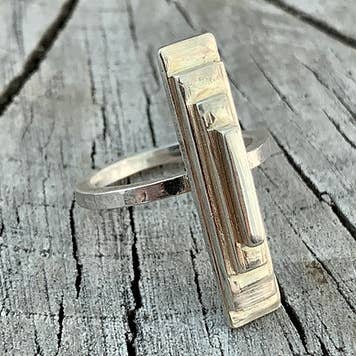 'Top of the tree' Sterling silver stacked bar ring for wholesale by Bottlebee