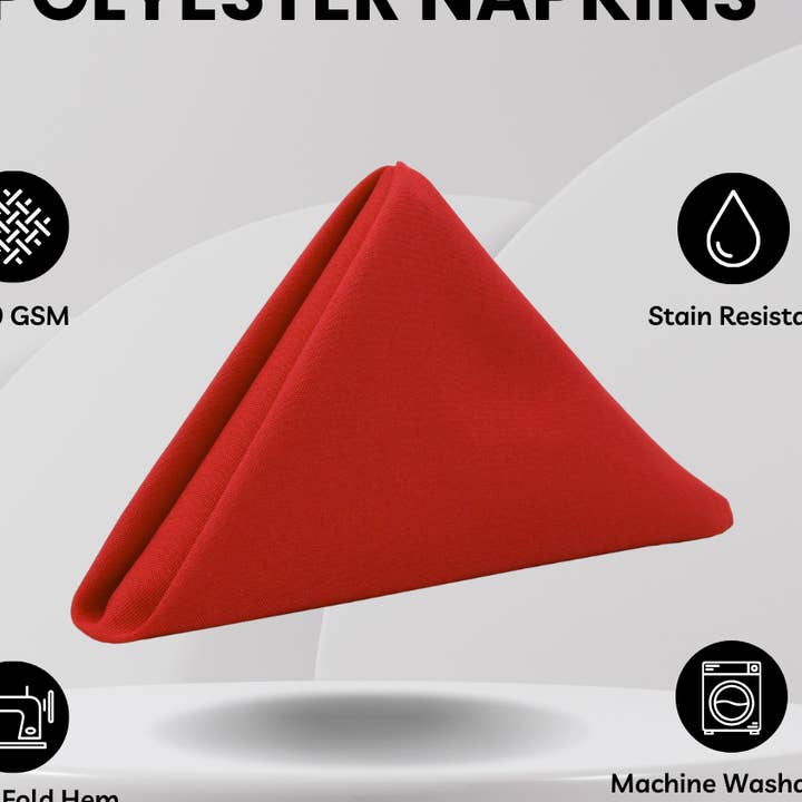 YOUR CHAIR COVERS - Wholesale Dinner & Cloth Napkin - 20 inch Polyester Cloth Napkins Red (Pack of 10)0