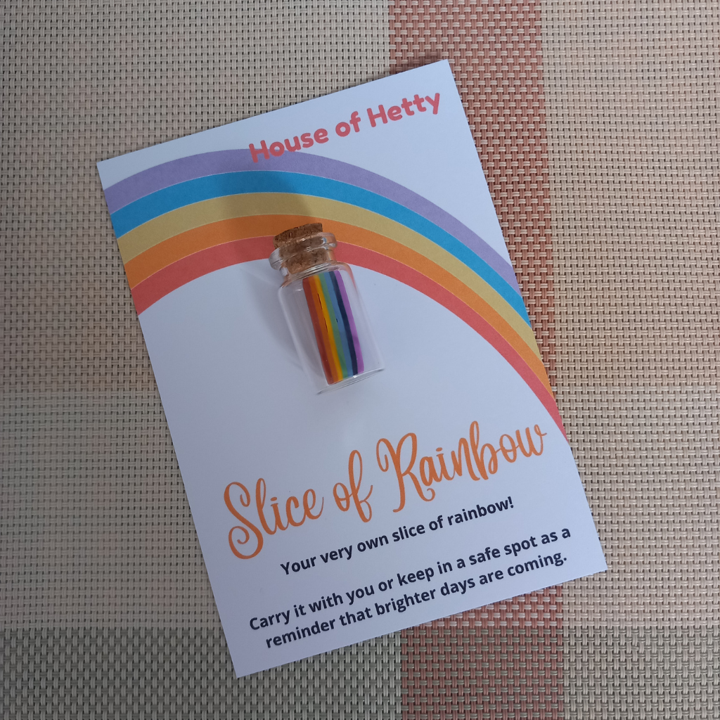 House of Hetty – wholesale Keepsake coin/token – Slice of Rainbow keepsake gift jar and card0