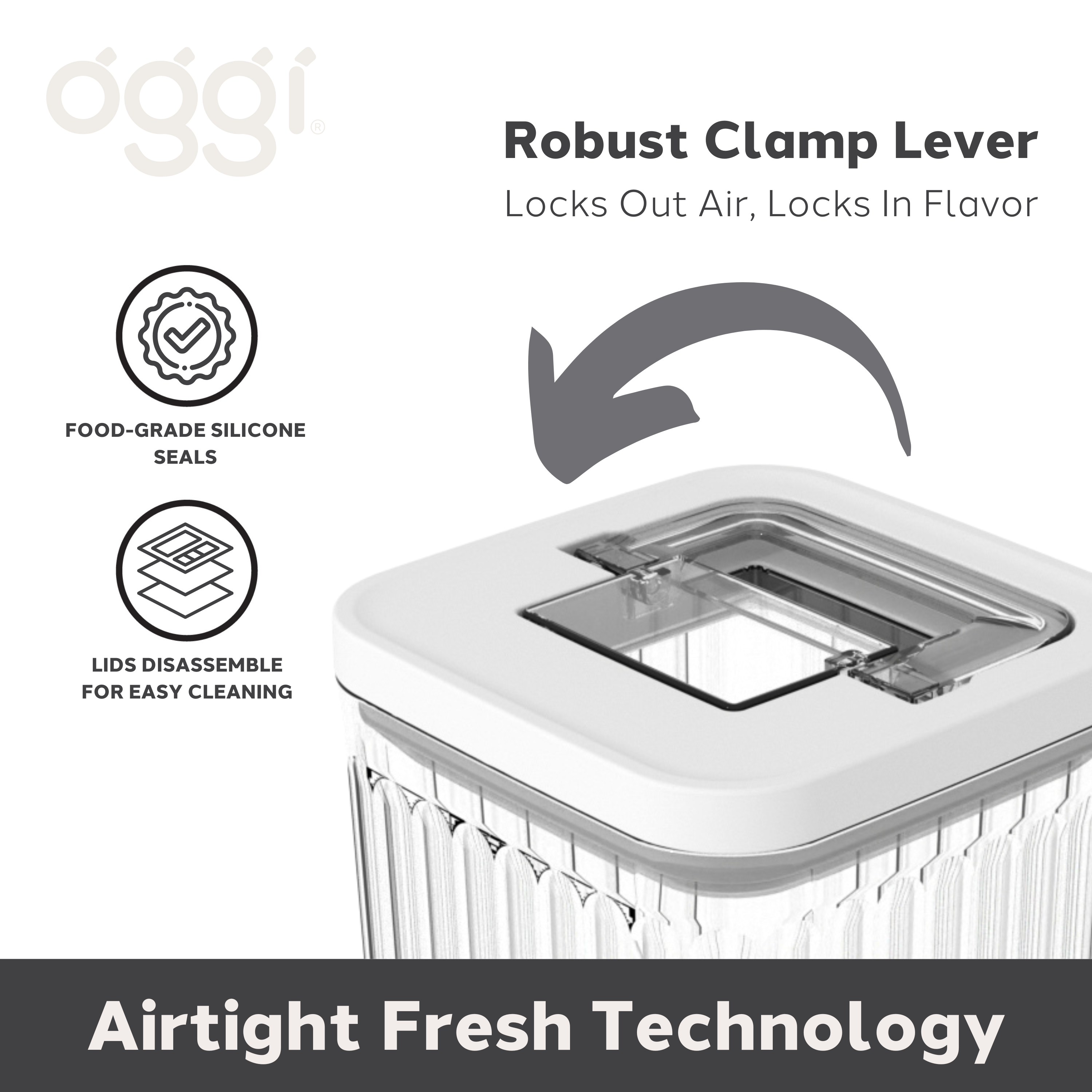 Oggi - Wholesale Canister set - Food Canisters - Set of 2 Airtight Fluted - 40.5 oz4