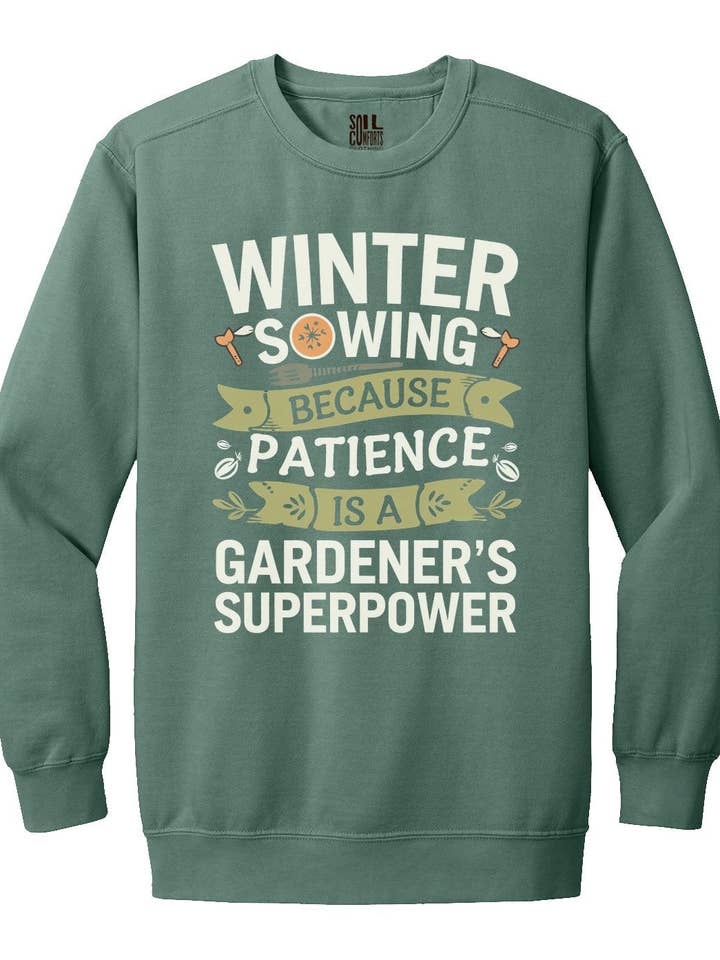 Sudadera de invierno sembrando paciencia es el superpoder de un jardinero para venta al por mayor de Soil Comforts